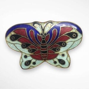 Butterfly Trinket Box Cloisonne Vintage 1970s